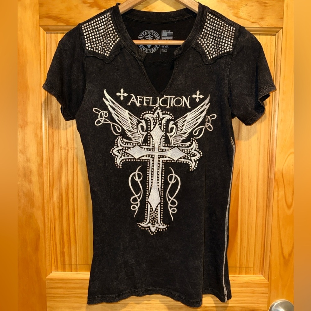 Affliction Graphic Rhinestone Tee